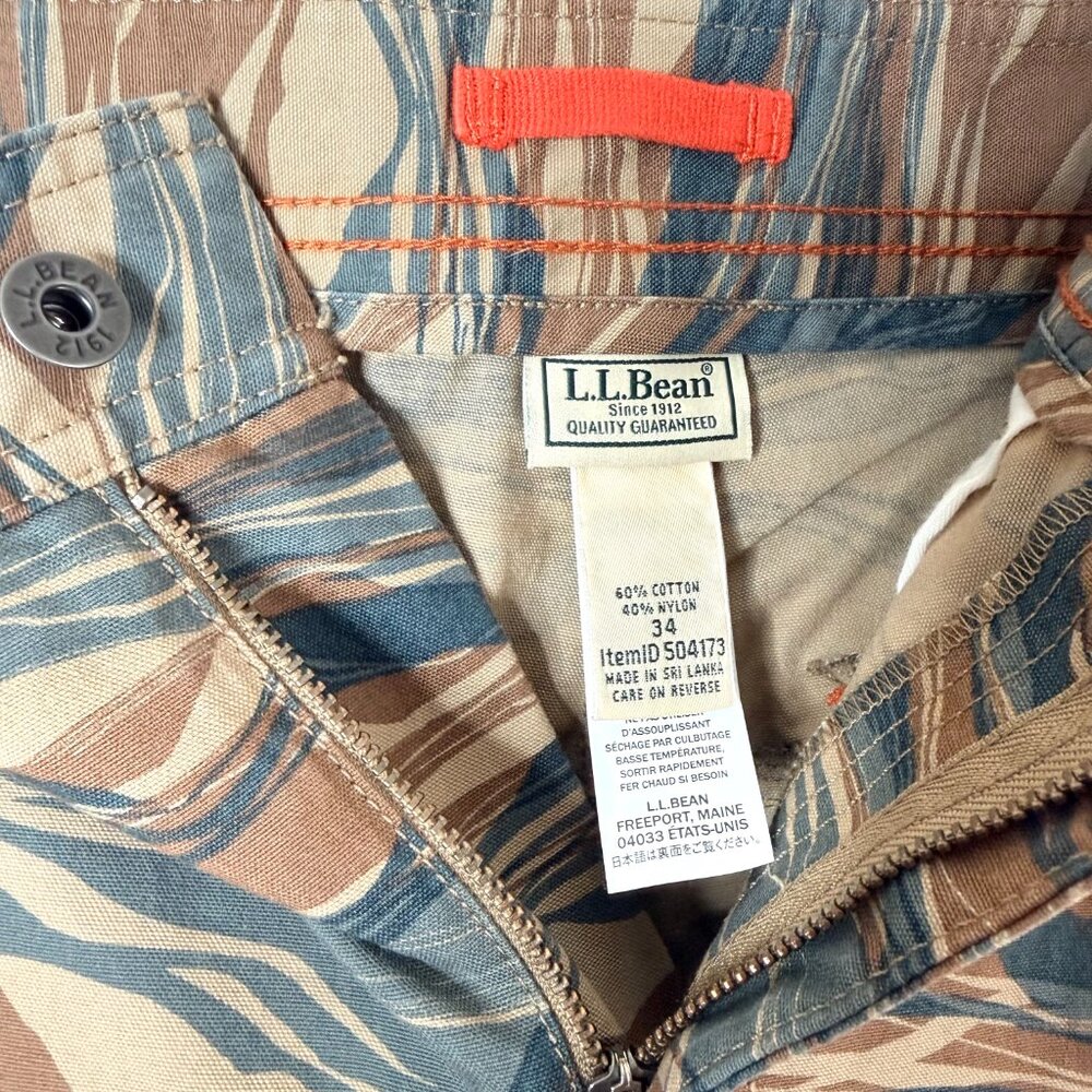 LL BEAN Riverton Camo Cotton Hiking Outdoor Gorpcore 10" Cargo Shorts Mens 34 - Picture 2 of 3